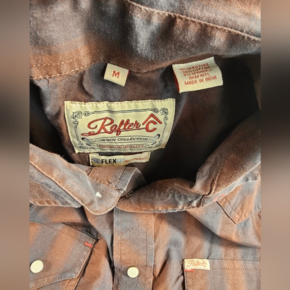rafter c pro flex Pearl Snap Medium M Western Rodeo Long Sleeve Checkered - Picture 5 of 7